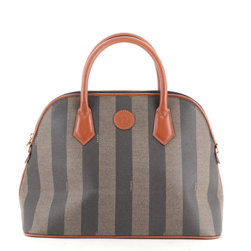 Fendi Vintage Pequin Convertible Dome Satchel Coated Canvas Large