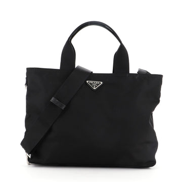 Prada Zip Convertible Shopping Tote Tessuto with Saffiano Leather Medium