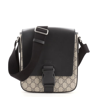 Gucci Buckle Flap Messenger Bag GG Coated Canvas with Leather Medium