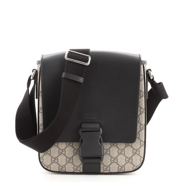 Gucci Buckle Flap Messenger Bag GG Coated Canvas with Leather Medium