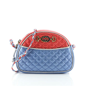 Gucci Trapuntata Camera Shoulder Bag Quilted Laminated Leather Mini