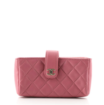 Chanel Phone Holder Clutch Quilted Lambskin