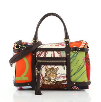 Salvatore Ferragamo Convertible Belted Boston Bag Printed Canvas with Leather Medium