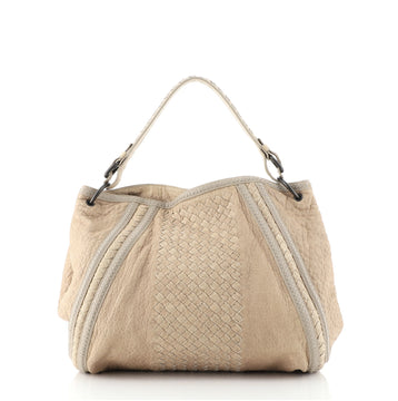 Bottega Veneta Hobo Pebbled Leather with Intrecciato Detail Medium