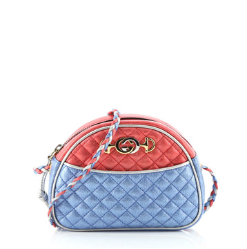 Gucci Trapuntata Camera Shoulder Bag Quilted Laminated Leather Mini