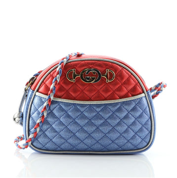 Gucci Trapuntata Camera Shoulder Bag Quilted Laminated Leather Mini