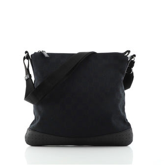 Gucci Zip Messenger Bag GG Canvas with Perforated Leather Medium