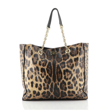 Dolce & Gabbana Chain Shopping Tote Printed Coated Canvas Large