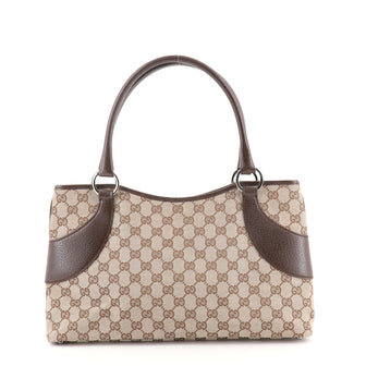 Gucci Vintage Zip Tote GG Canvas with Leather Medium