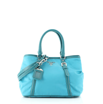 Prada Convertible Belted Logo Tote Tessuto Medium