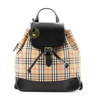 Burberry Vintage Buckle Backpack Horseferry Check Canvas with Leather Small