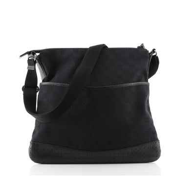 Zip Messenger Bag GG Canvas with Perforated Leather Medium
