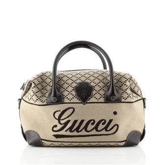 Gucci Blazon Boston Bag Diamante Canvas Large