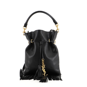 Saint Laurent Monogram Flat Bucket Bag Leather Small
