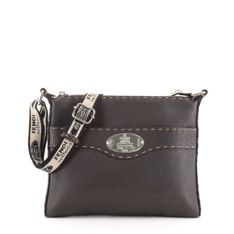 Fendi Vintage Selleria Zip Messenger Bag Leather Small