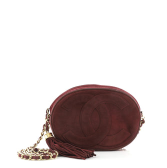 Chanel Vintage Oval CC Tassel Crossbody Bag Suede Mini