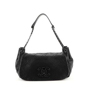 Chanel Diamond Stitch Accordion Flap Bag Quilted Calfskin Large