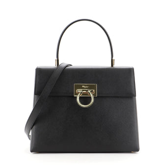 Salvatore Ferragamo Gancini Convertible Top Handle Bag Saffiano Leather Medium