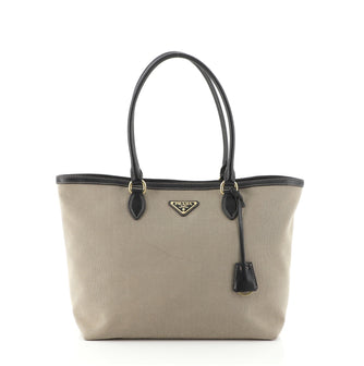 Prada Open Tote Canvas with Leather Medium