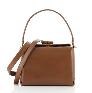 Gucci Vintage Convertible Bamboo Box Crossbody Bag Leather Small