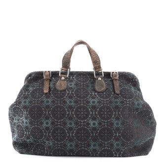 Gucci Helmut Carry On Duffle Bag Velvet Jacquard with Leather Large