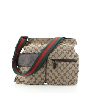 Gucci Double Pocket Web Messenger GG Canvas Medium