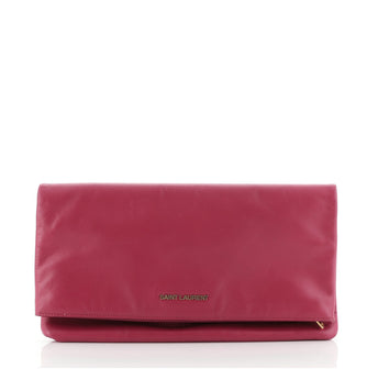 Saint Laurent Letters Fold Over Clutch Leather