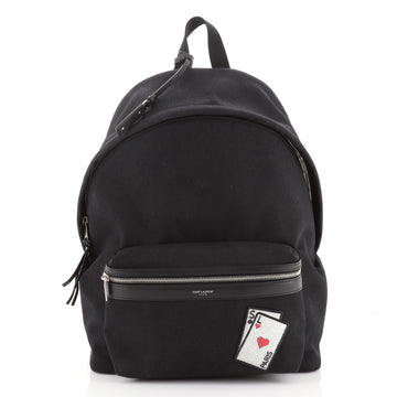 Saint Laurent City Backpack Canvas with Applique Medium