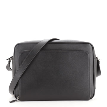 Prada Square Zip Around Pocket Messenger Saffiano Leather Large