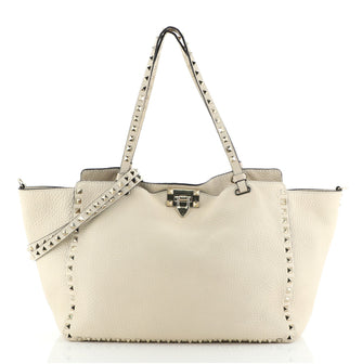 Valentino Rockstud Tote Pebbled Leather Medium