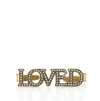 Gucci Loved Palm Cuff Ring Faux Pearl Embellished Metal