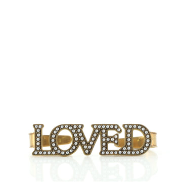 Gucci Loved Palm Cuff Ring Faux Pearl Embellished Metal