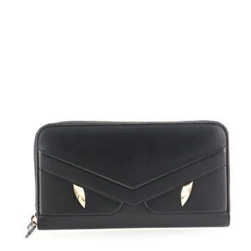 Fendi Monster Zip Around Wallet Studded Leather Long