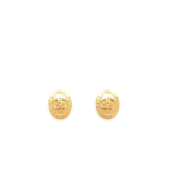 Chanel Vintage Round CC Clip-On Earrings Metal
