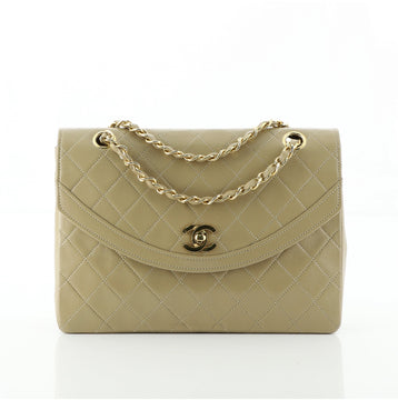 Chanel Vintage Chain Curved Flap Bag Quilted Leather Small