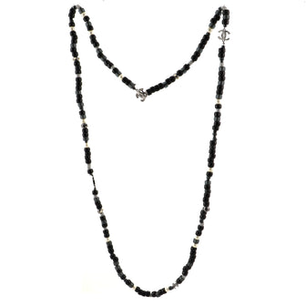 Chanel CC Long Necklace Faux Pearls and Beads