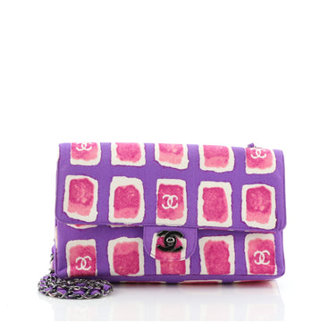 Chanel Classic Single Flap Bag Printed Satin Medium