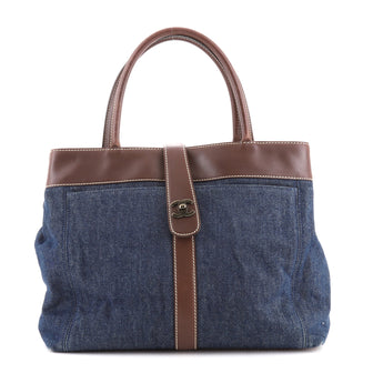 Chanel CC Front Pocket Tote Denim with Leather