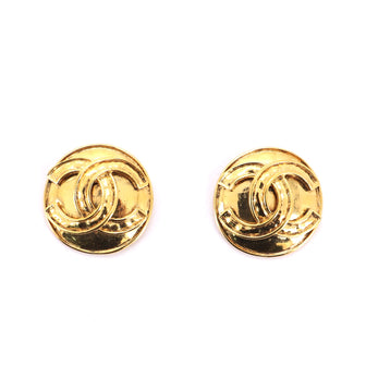 Chanel Vintage Round CC Clip-On Earrings Metal