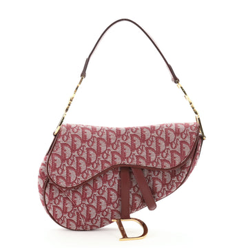 Christian Dior Vintage Saddle Bag Diorissimo Canvas Medium