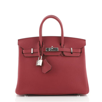 Hermes Birkin Handbag Red Togo with Palladium Hardware 25