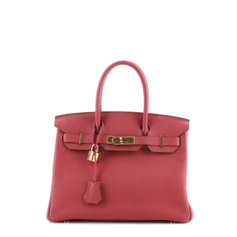 Hermes Birkin Handbag Red Togo with Gold Hardware 30