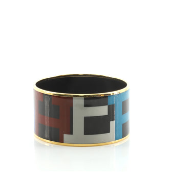 Hermes Bangle Bracelet Printed Enamel Extra Wide