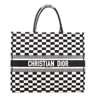 Christian Dior Book Tote Check Canvas