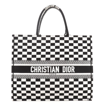 Christian Dior Book Tote Check Canvas