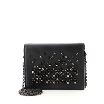Bottega Veneta Wallet on Chain Pearl Embellished Leather
