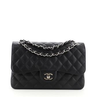 Chanel Classic Double Flap Bag Quilted Caviar Jumbo