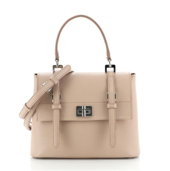 Prada Half Flap Double Turn Lock Satchel Saffiano Leather Large