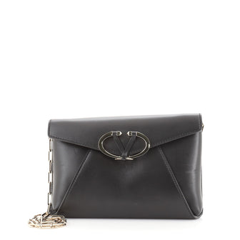 Valentino V Rivet Chain Clutch Leather