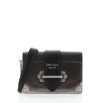 Prada Cahier Chain Crossbody Bag Patent and Saffiano Leather Small